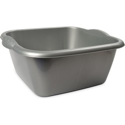 Huishoud/schoonmaak teiltje/afwasbakje plastic zilver-kleur 6 liter 28,5 x 13 cm - Afwasbak