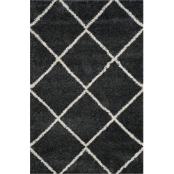 Safavieh Shaggy Indoor Woven Area Rug, Hudson Shag Collection, SGH281, in Dark Grey & Ivory, 155 X 229 cm
