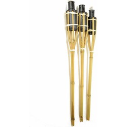 Cozy & Trendy Tuinfakkels - 3x - met oliehouder - bamboe - 60 cm - Fakkels