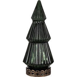 Clayre & Eef Kerstdecoratie met LED-verlichting Kerstboom Ø 7x16 cm Groen Glas
