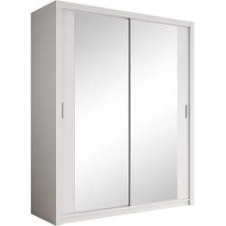 Meubella - Kledingkast Blake - Wit - 180 cm - Met spiegel
