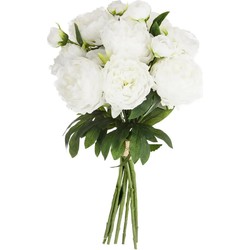 Atmosphera kunstbloemen boeket 13 witte pioenen 50 cm - Kunstbloemen