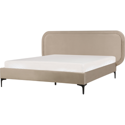 Beliani SUZETTE - Tweepersoonsbed-Beige-Fluweel