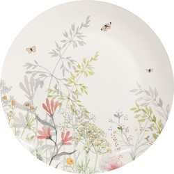 Clayre & Eef Dinerbord  Ø 26 cm Wit Porselein Bloemen Eetbord