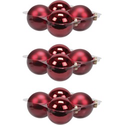 12x stuks glazen kerstballen rood 10 cm mat/glans - Kerstbal