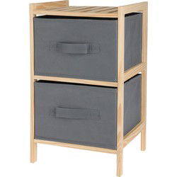Opbergkastje/opbergrek - 2-laags - 28 x 25 x 46 cm - dennenhout - Opbergkastjes