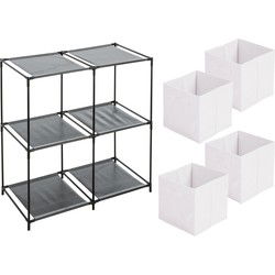 Urban Living Kastmandjes/opberg mandjes - wit - 4x stuks van 29 Liter - Rekje is 67 x 68 cm - Opbergmanden