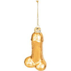 Xmas Hanger - Penis - Glass - Gold - 3,5x6x10,5cm