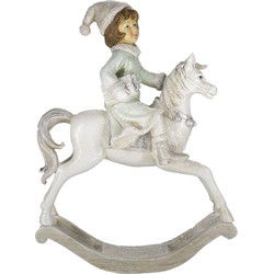 Clayre & Eef Beeld Hobbelpaard Beige Groen Kunststof