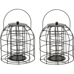 2x Vogel voederkooi 18 cm geschikt voor mezenbollen voor kleine vogels in de tuin - Vogelvoederhuisjes
