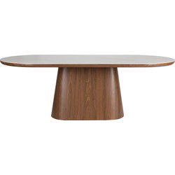 Housecraft Living Almira Eettafel Ovaal 200 cm Hout Wit/ Bruin donker