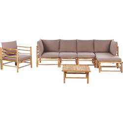 Beliani CERRETO - Zitgroep-Beige-Bamboehout