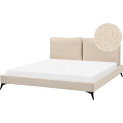 Beliani MELLE - Tweepersoonsbed-Beige-Bouclé