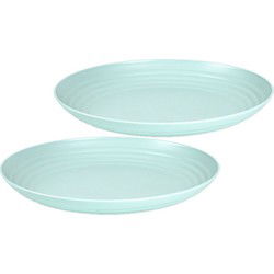 Plasticforte Camping bord - rond - 2x - D25 cm - mintgroen - kunststof - Dinerborden