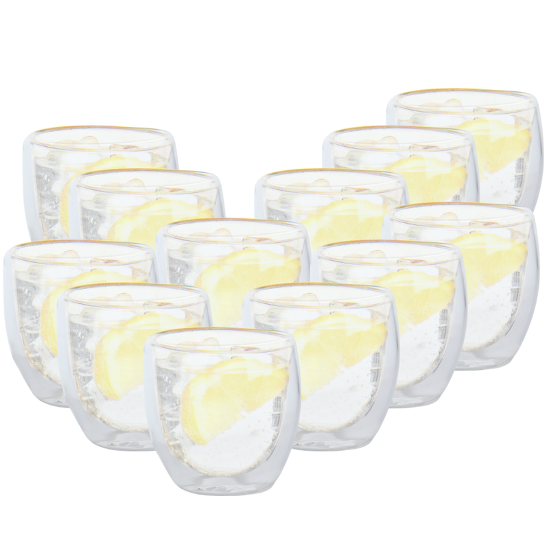 OTIX Dubbelwandige Koffieglazen - Theeglazen - Koffiekopjes - Koffietassen - 245 ml - Set van 12 - SPECTRUM - 