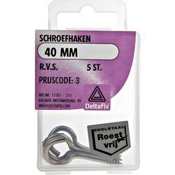 Schroefhaken 40mm rvs 5st