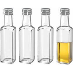 Flesjes met schroefdop - 10x - glas - Vierkant - 100 ml - Karaffen