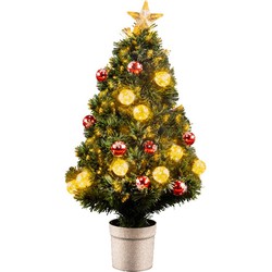 Kerstboom/kunst kerstboom met warm witte verlichting 90 cm - Kunstkerstboom