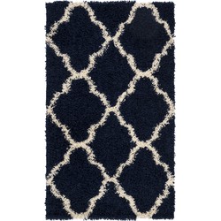 Safavieh Shaggy Indoor Woven Area Rug, Dallas Shag Collection, SGD257, in Navy & Ivory, 91 X 152 cm
