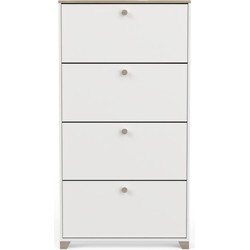 Schoenenkast 4 kleppen decor eiken kronberg en wit - L80,8 cm