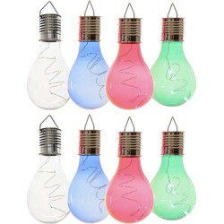 8x Buitenlampen/tuinlampen lampbolletjes/peertjes 14 cm transparant/blauw/groen/rood - Buitenverlichting