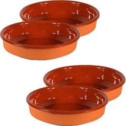 4x Terracotta tapas bakjes/schaaltjes 16 cm en 14 cm - Snack en tapasschalen