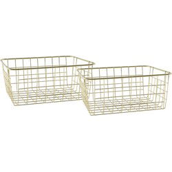 Draadmand - 3x - goudkleurig - industrieel - opbergmand - 24x18x10 cm - Opbergmanden