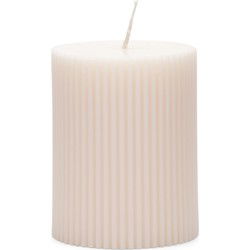 Fine Rib Pillar Candle white 7x9