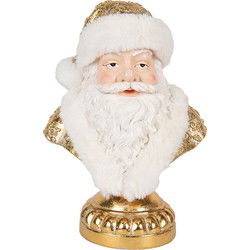 Clayre & Eef Kerstdecoratie Beeld Kerstman Wit Kunststof