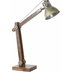 Light&Living Bureaulamp Ekerd hout bruin met vintage zilver 55 x 58 x 18