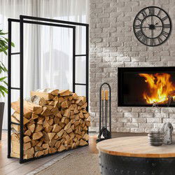 Haardhoutrek 100x150x25 cm Zwart Metaal ML-Design