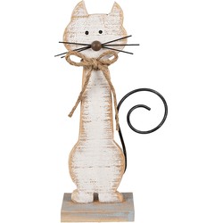 Clayre & Eef Decoratie Beeld Kat 38 cm Wit Hout