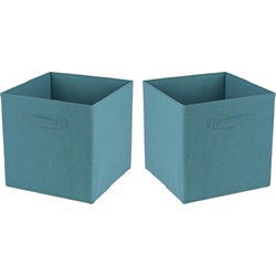 Urban Living Opbergmand/kastmand - 4x - 29 ltr - petrol blauw - 31 x 31 cm - Opbergmanden