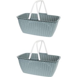 2x stuks groene wasmand met witte handvatten 60 cm - Wasmanden