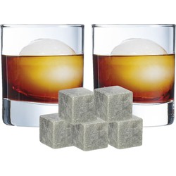 Arcoroc whiskyglazen - set 6x stuks 310 ml - 9x whisky ijsblokstenen - Whiskeyglazen