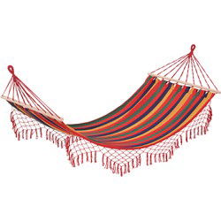 Hangmat met Spreidstok - Ligdeel 200x100 cm - Katoen/Polyester - Rood