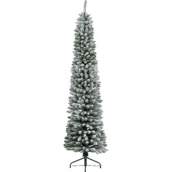 Kunstkerstboom Pencil pine snowy h180 cm dia 45. cm extra smal groen/wit - Everlands