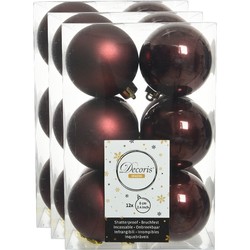 36x stuks kunststof kerstballen mahonie bruin 6 cm glans/mat - Kerstbal