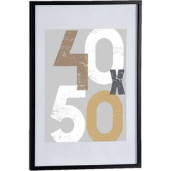 fotolijst - zwart - hout/glas - 50x70 cm - met passe-partout - Fotolijsten