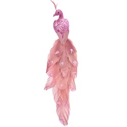 Clayre & Eef Decoratie Vogel 30x7x10 cm Roze Kunststof