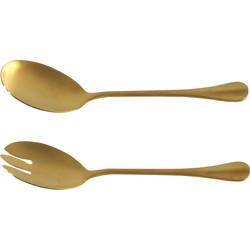 RVS sla/salade vork en lepel goud 21,5 cm - Slabestek