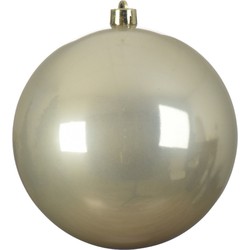 Decoris Kerstbal - licht champagne - kunststof - 14 cm - glans - Kerstbal