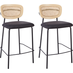 MAYETTA - Barkruk set van 2 - Zwart - Polyester