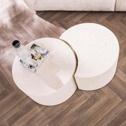 Salontafel Rond - Wit Marmer Composiet - 61x61x36cm