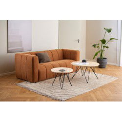 Salontafel Beige/Zwart Travertin - 80x80x46,4cm - Hermanson