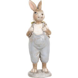 Clayre & Eef Decoratie Beeld Konijn 17 cm Beige Kunststof