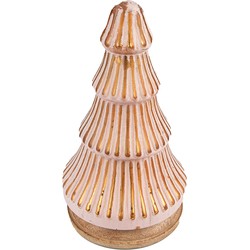 Clayre & Eef Kerstdecoratie Kerstboom 24 cm Roze Hout Glas