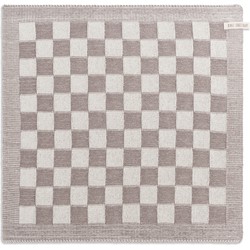 Knit Factory Gebreide Keukendoek - Keukenhanddoek Block - Ecru/Taupe - 50x50 cm