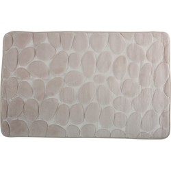 Badkamerkleedje/badmat tapijt - kiezel motief - vloermat - beige - 50 x 80 cm - laagpolig - Badmatjes