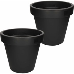 Prosperplast Bloempot - 2x - D35 x H31 cm - antraciet grijs - kunststof - Plantenpotten